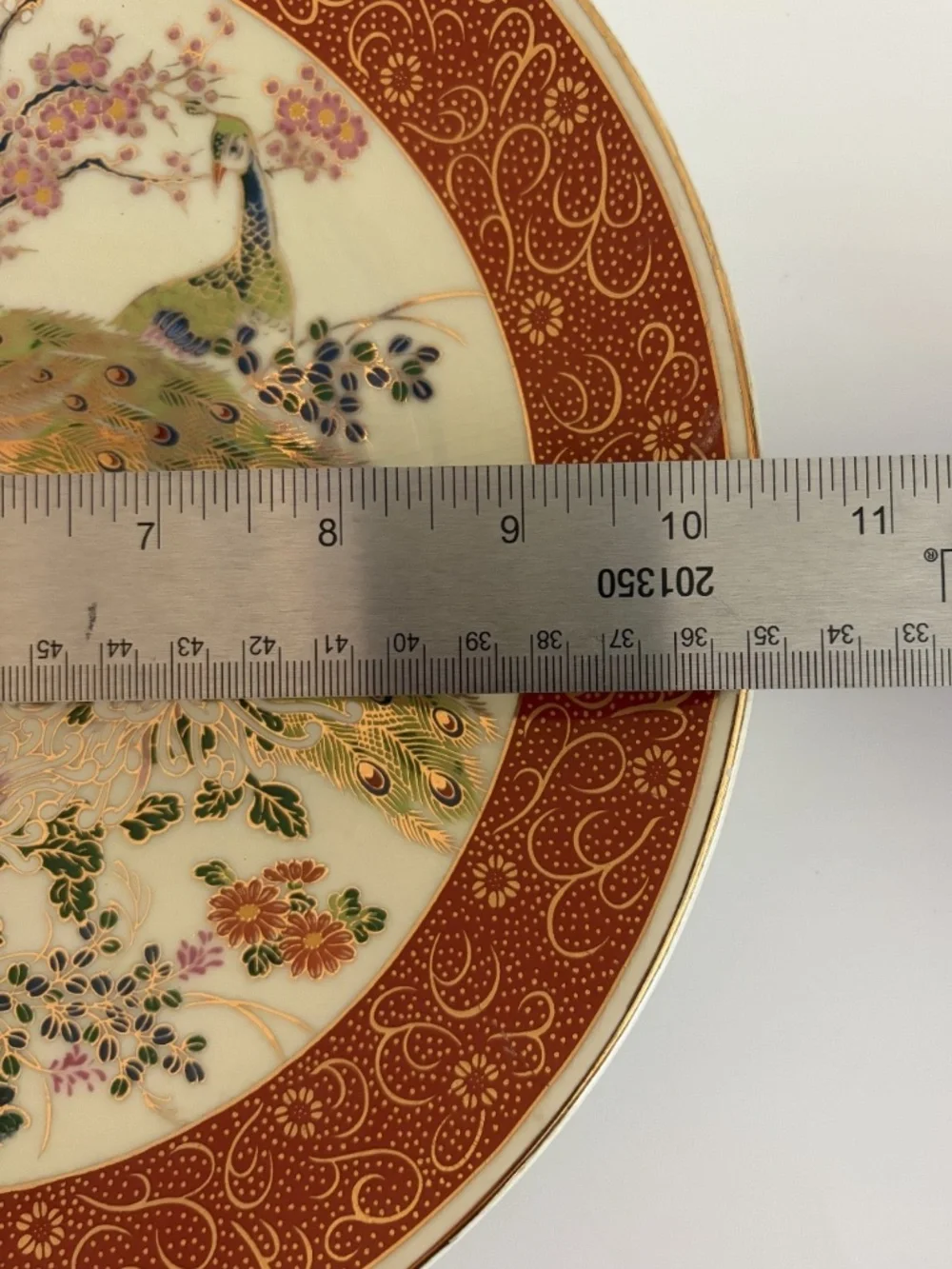 VTG 1979 Satsuma Peacock Floral Decorative Plate Japanese Porcelain Wall Decor